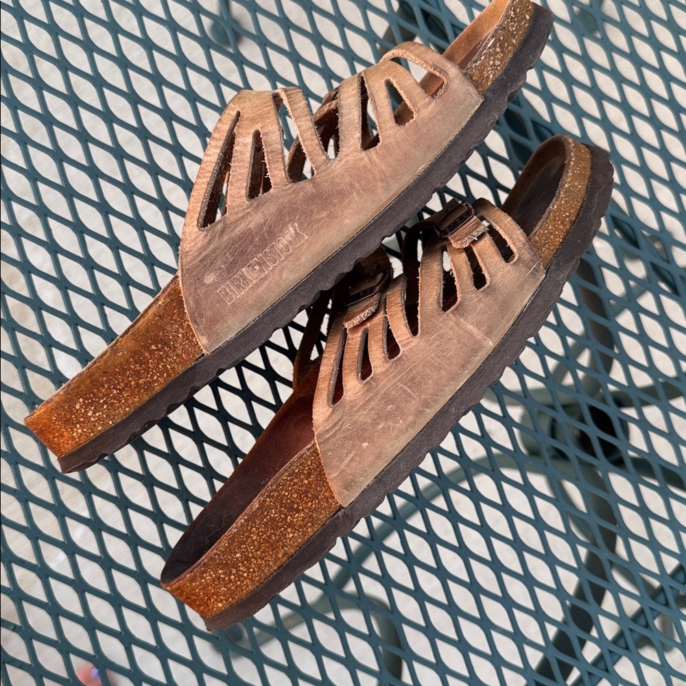 Birkenstock Tan Leather Strappy Sandals